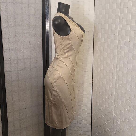 BRAND NEW CALVIN KLEIN STRETCH SILK SATIN ONE SHOULDER SHEATH DRESS - Picture 4 of 12
